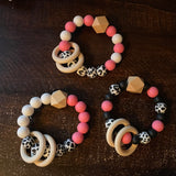 Handmade Baby Teether Rattles/Toys/Rings - Cow & Leopard Prints