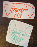 Custom Handmade Dog Ear Outline & 'Dog Mom/Mama' Vinyl Decals