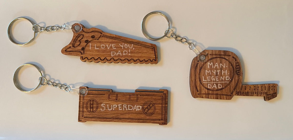 Walnut Colored Tool Themed Father's Day Keychains – Christina's