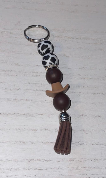 Silicone Beaded Cowboy Themed Keychain