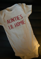 12m 'Auntie's Lil Homie' White Onesie