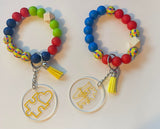 Autism Awareness Month Wristlets With 2" (D) Acrylic Charms