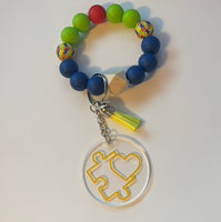 Autism Awareness Month Wristlets With 2" (D) Acrylic Charms