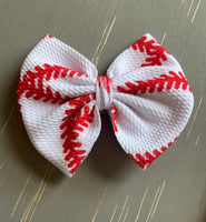 5" Elastic Baseball Stitching Design Baby Bows