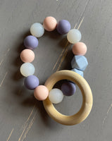 Pink, Blue, & Clear Baby Teething Toy/Ring