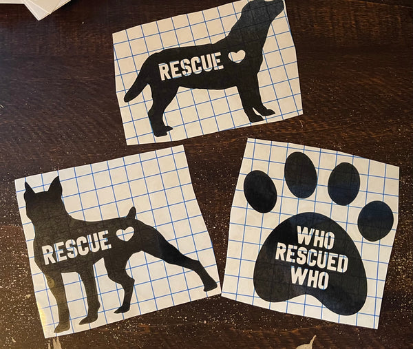 Rescue & Dog Dad Themed Vinyl Decals