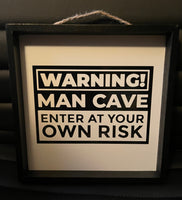 'Man Cave' Black Framed Plaque