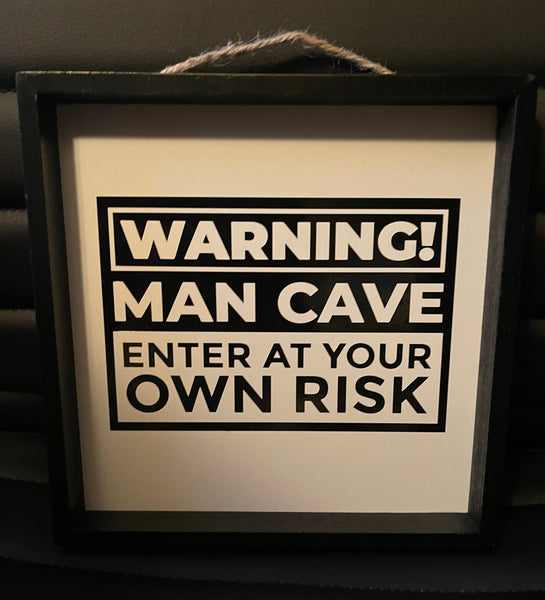 'Man Cave' Black Framed Plaque