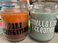 'Fart Extinguisher' & 'Smells Like I Cleaned' Candles