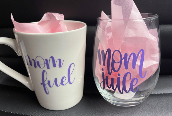 Mom Juice Funny Wine Tumbler Glass Cup Vinyl Decal Sticker