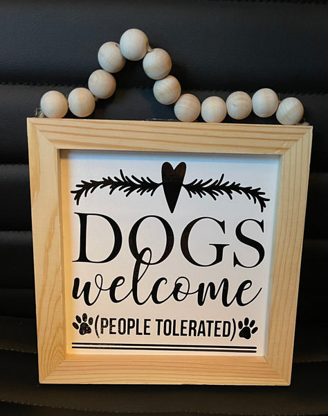 Rustic 'Dogs Welcome' Wall Plaque