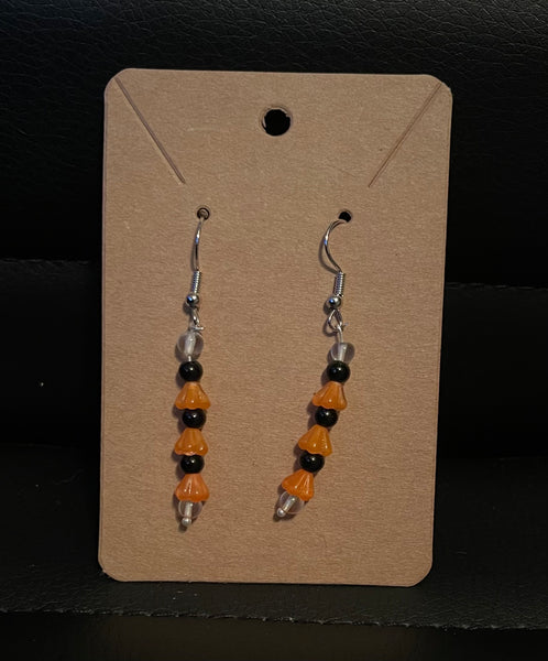 Black & Orange Dangly Earrings