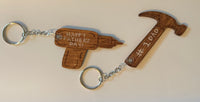 Walnut Colored Tool Themed Father's Day Keychains